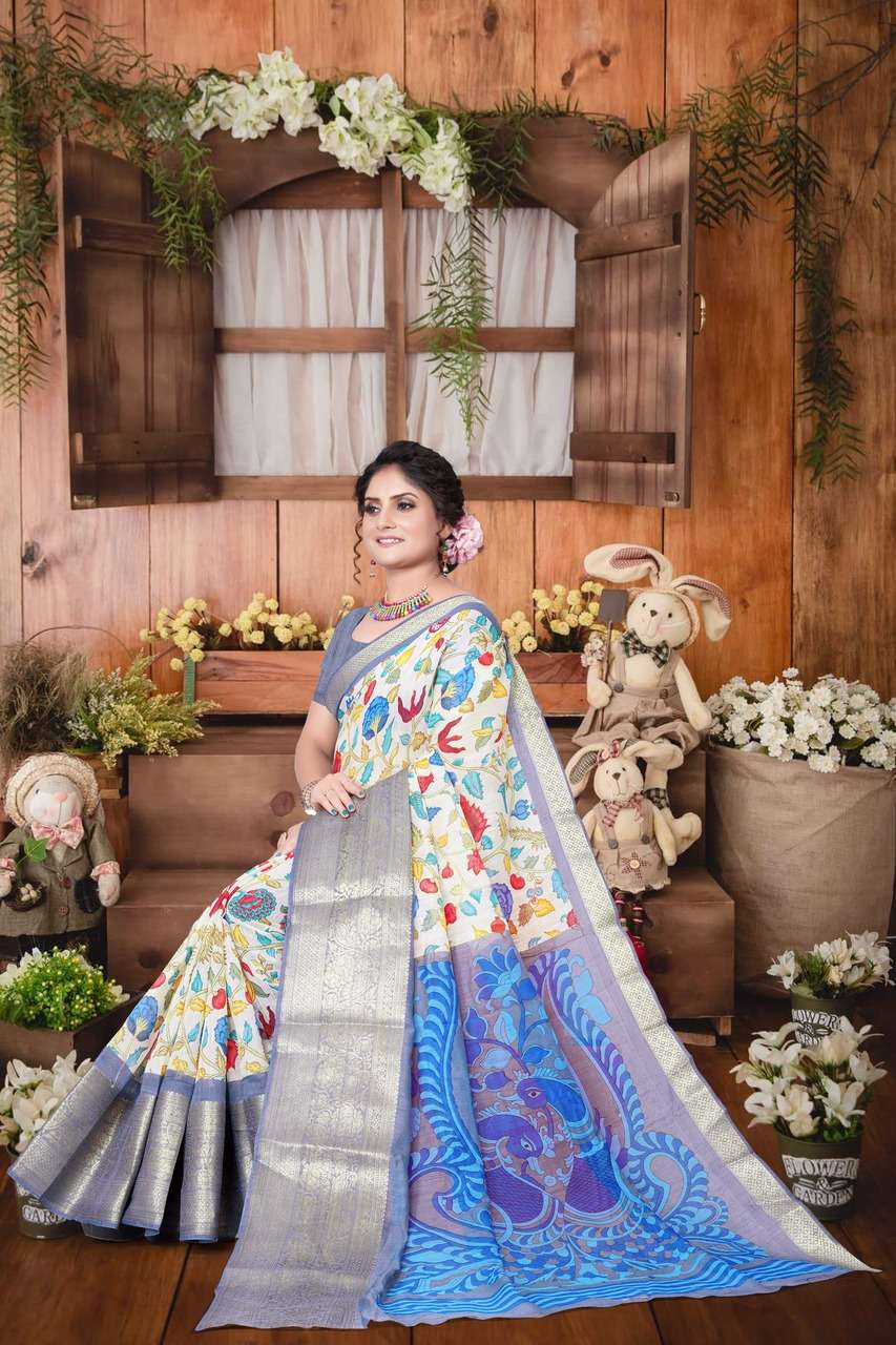 Thatch Color linen cotton sarees wholesale | Kiran's Boutique