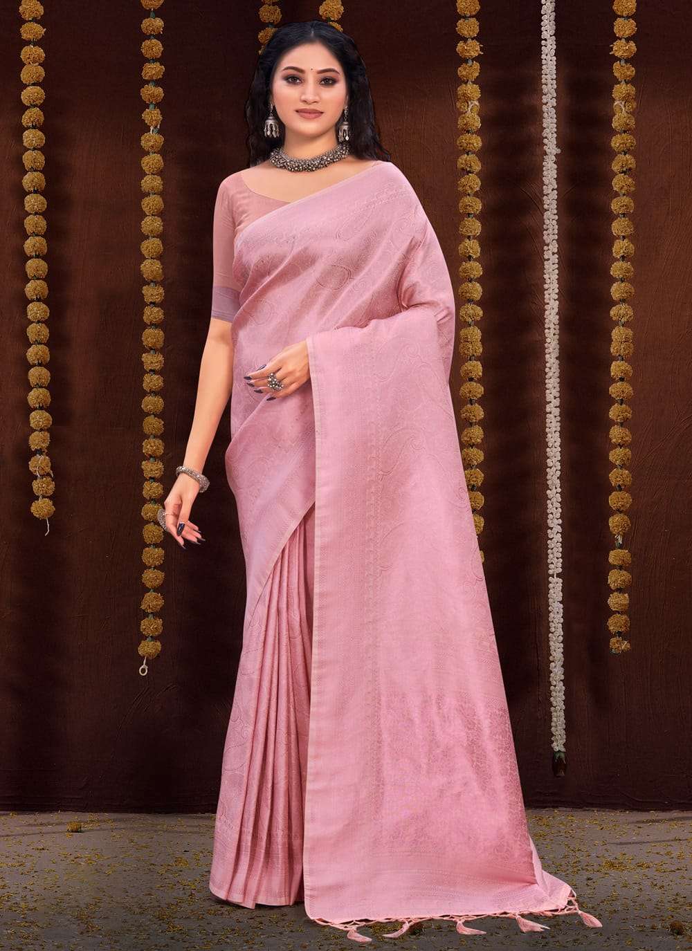 Buy Siril Embellished, Dyed, Solid/Plain Daily Wear Chiffon Gold, Pink  Sarees Online @ Best Price In India | Flipkart.com