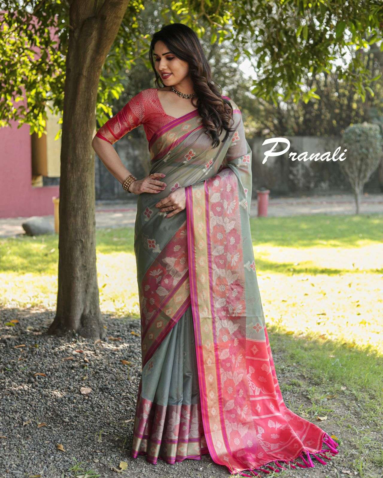 Buy Mint Green Mirror Work Organza Saree For Women Online