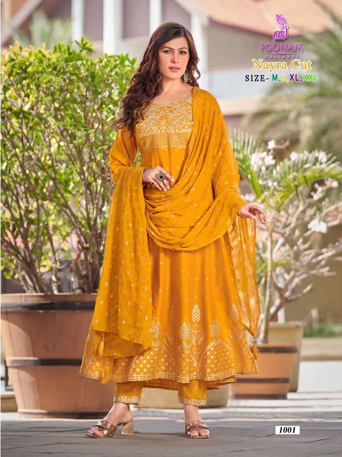Buy Green Faux Georgette Nayra Cut Style Salwar Suit (NWS-6916) Online