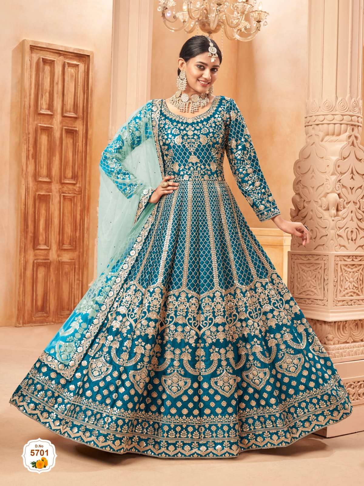 Women Embroidered Anarkali Gown Suit By AANAYA VOL-123 Party Wear