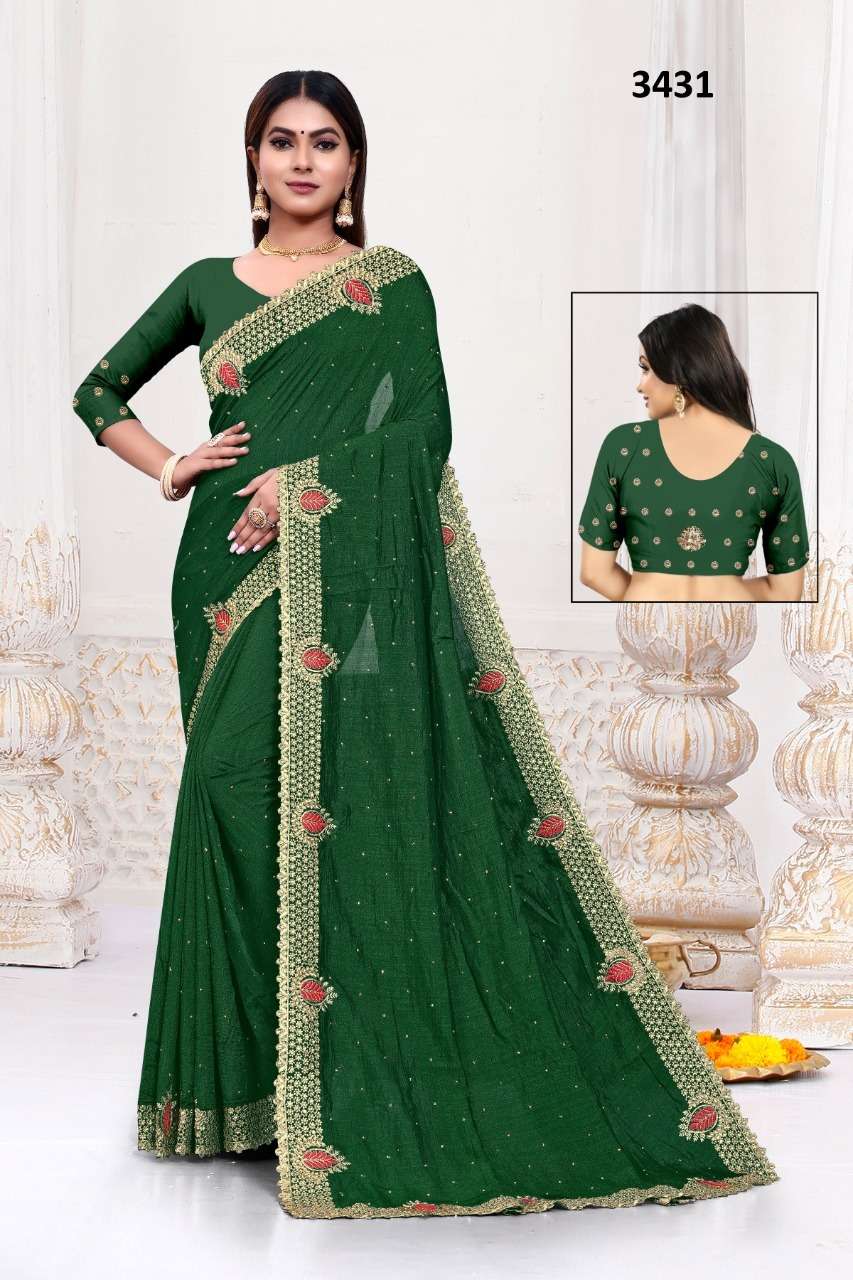 Banarasi Soft Silk with Weaving Design Green colour saree collection at  best rate