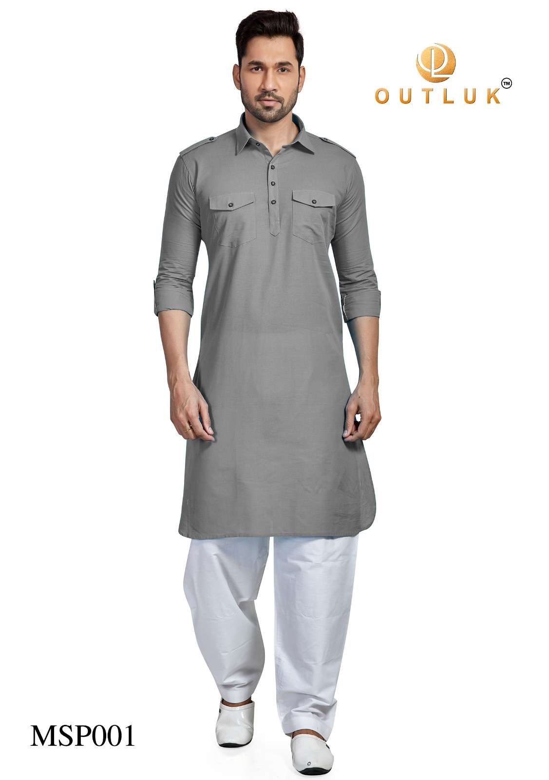 Pathani Suit- Off White Colored Pathani suit online at Shiddat.com