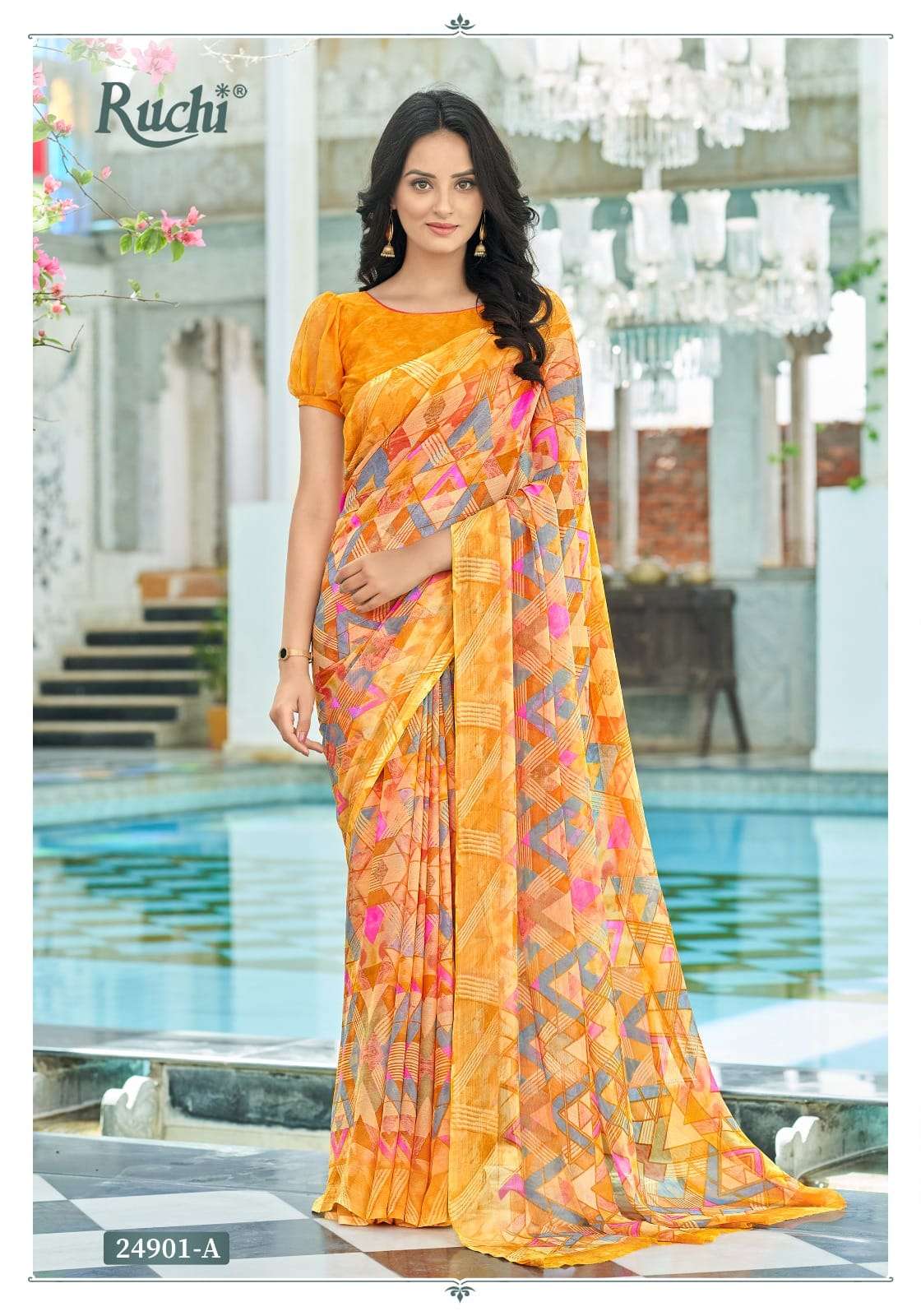 Laxmipati Trimukhi Chiffon with fancy look saree collection