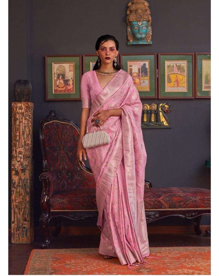 Opera Mauve Purple Woven Tussar Silk Saree – Ethnos