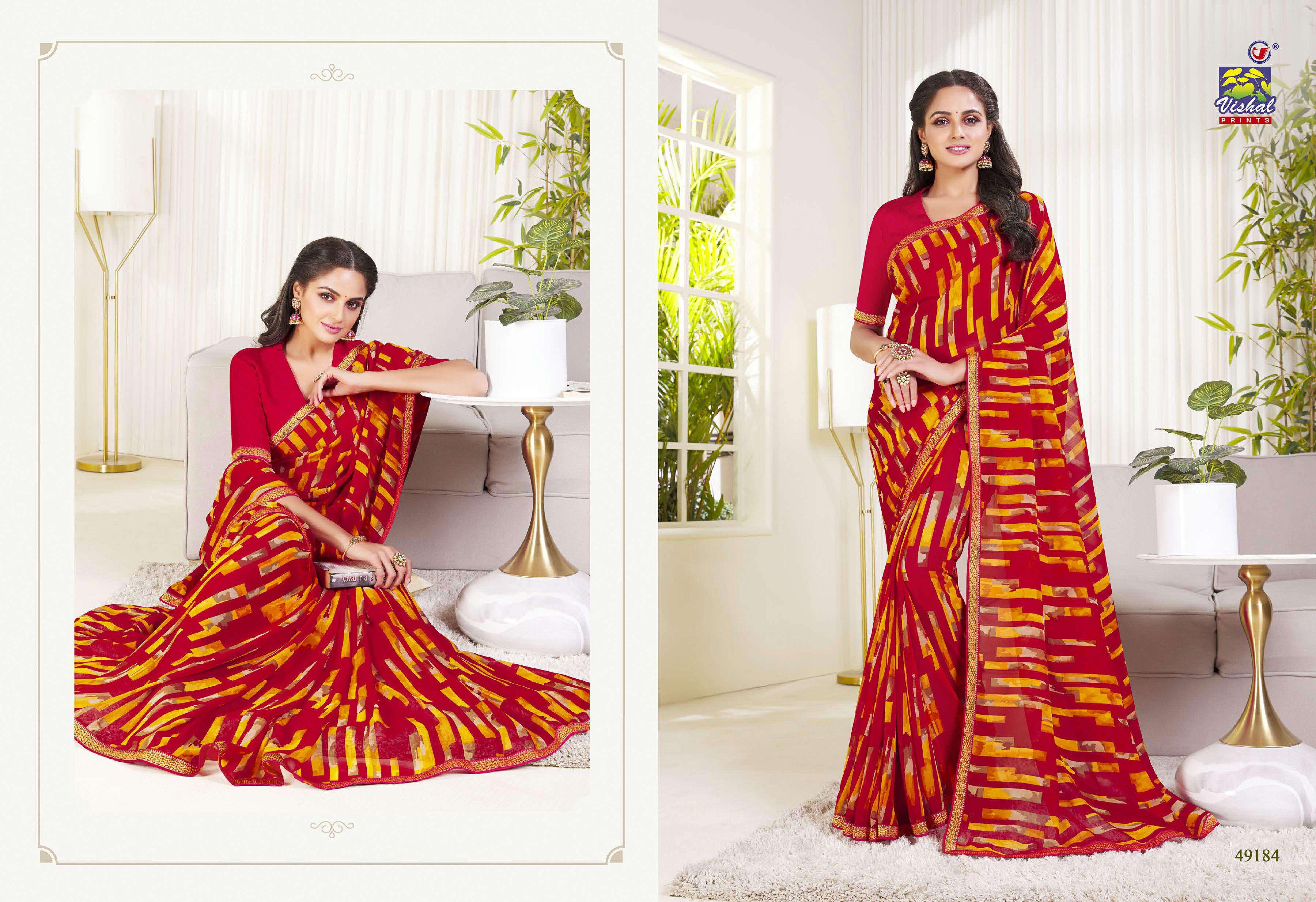 Digital Prints Georgette Vishal Sarees Catalog 2019, Size: Full Size,  Machine Made at Rs 575/piece in Sikar