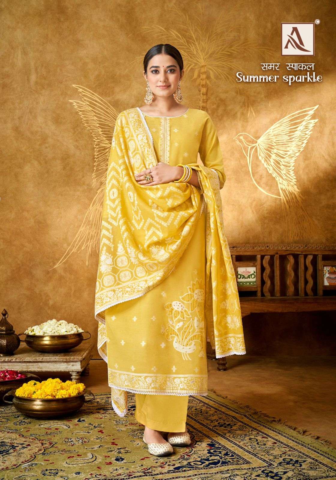 SUMMER SPARKLE BY ALOK SUIT 1447-001 TO 1447-008 SERIES COTTON PRINTED  DRESSES