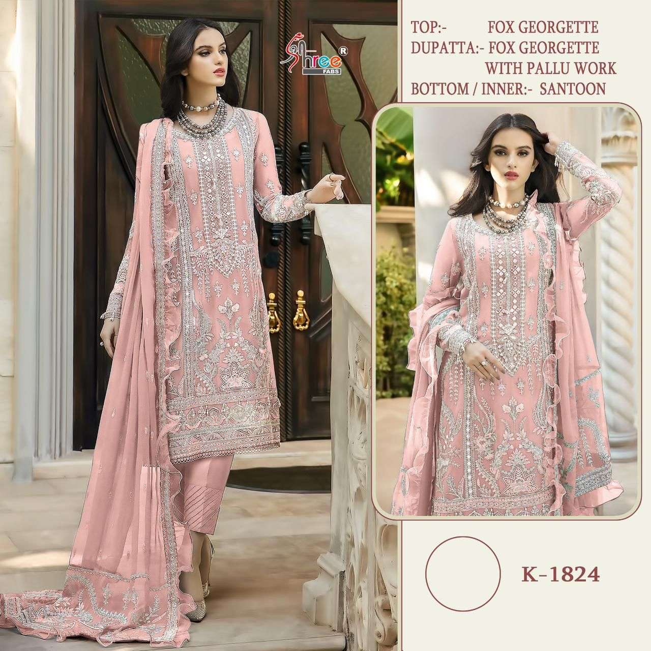 K-1824 COLOURS BY SHREE FABS FAUX GEORGETTE EMBROIDERY PAKISTANI DRESSES