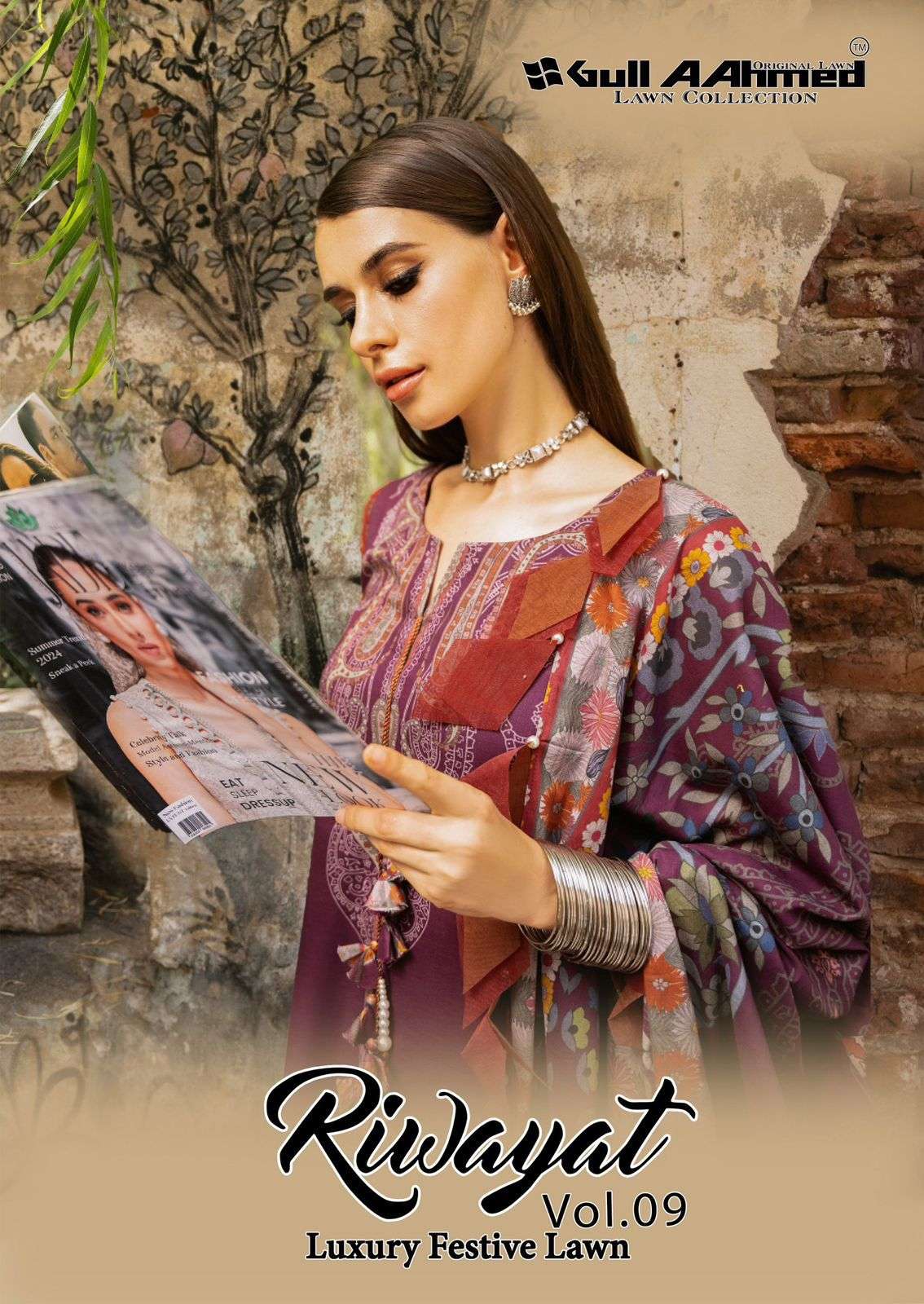 RIWAYAT VOL-9 BY GULL AAHMAD 9001 TO 9006 SERIES PURE LAWN COTTON PRINT DRESSES