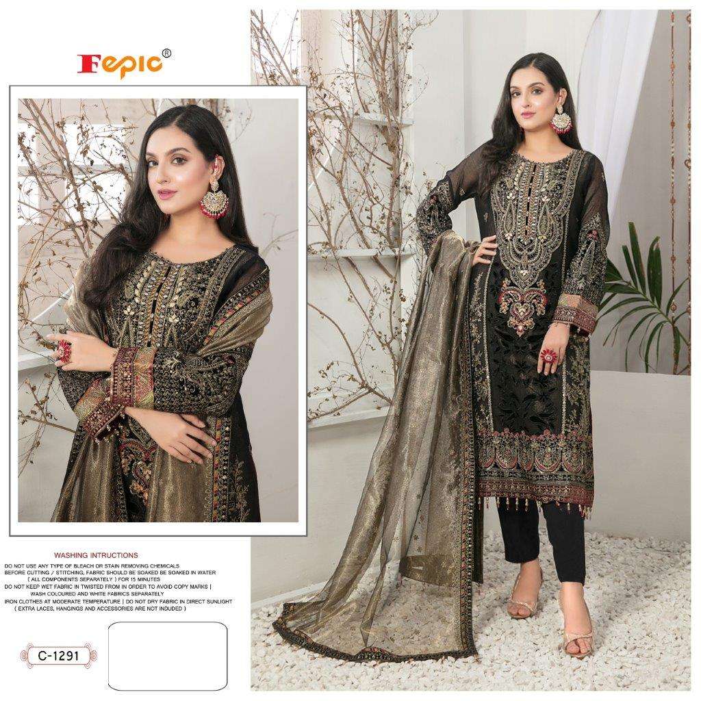 ROSEMEEN C-1291 BY FEPIC DESIGNER FAUX GEORGETTE EMBROIDERY DRESSES