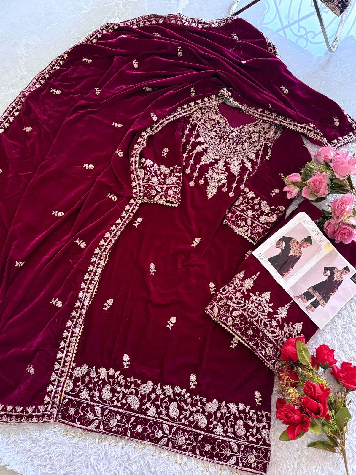 ZIAAZ 735 HIT DESIGN BY ZIAAZ DESIGNS HEAVY 9000 VELVET EMBROIDERED DRESS