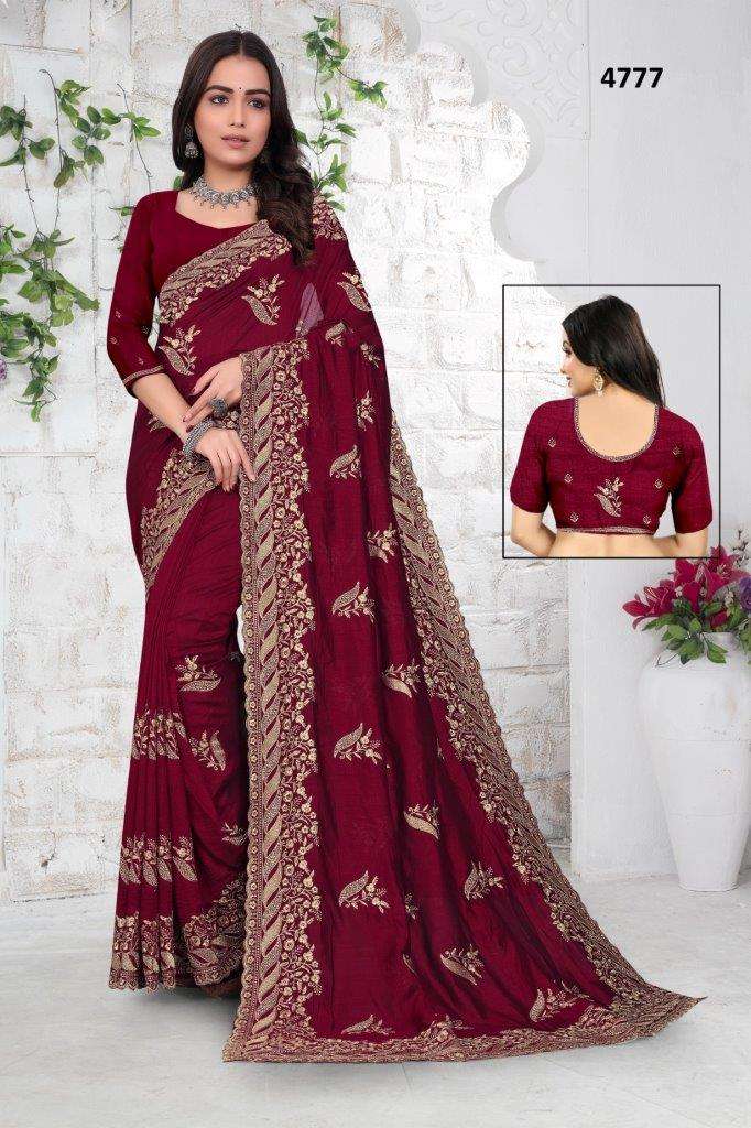 4777 COLOUR BY ASLIWHOLESALE DESIGNER SOFT FANCY VICHITRA SILK WORK SAREES