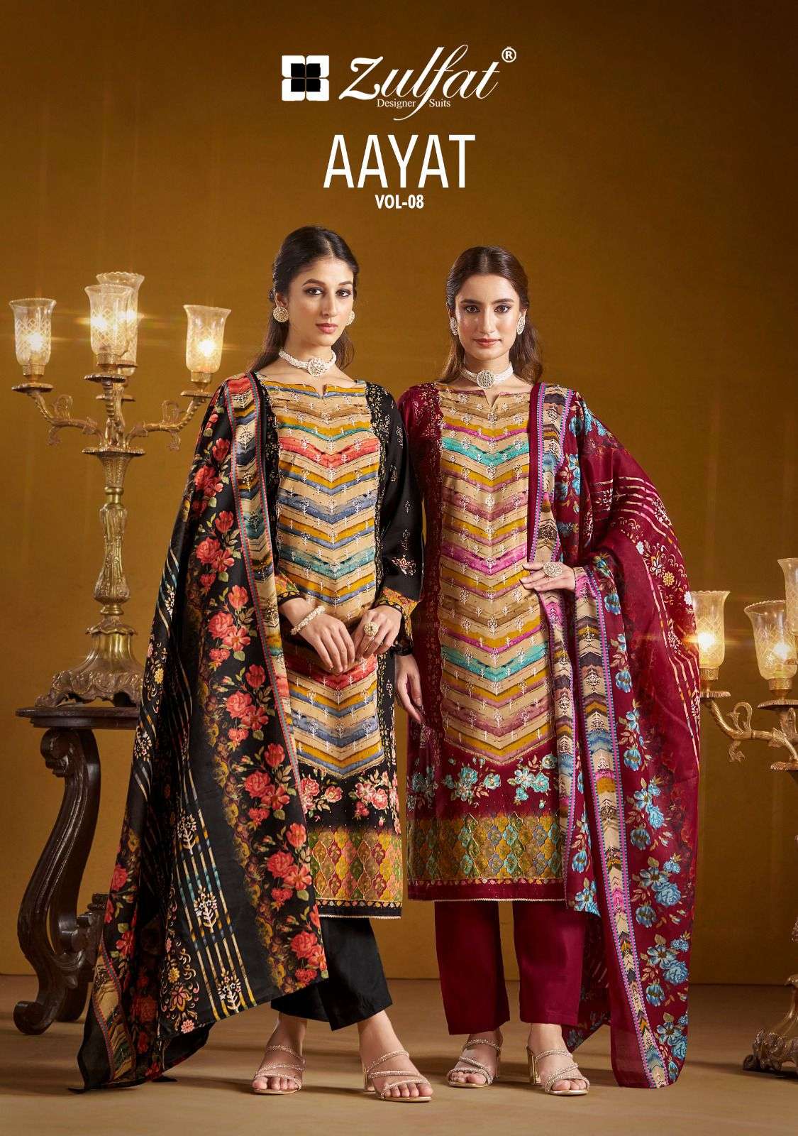 AAYAT VOL-08 BY ZULFAT 606-001 TO 606-006 SERIES DESIGNER VISCOSE RAYON PRINT DRESSES