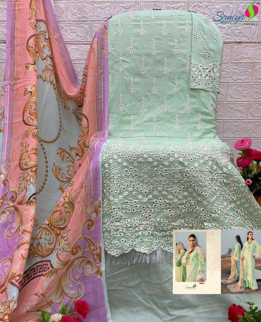 ADAN LIBAS CHIKANKARI VOL-30 BY SANIYA TRENDZ HEAVY COTTON PAKISTANI DRESSES