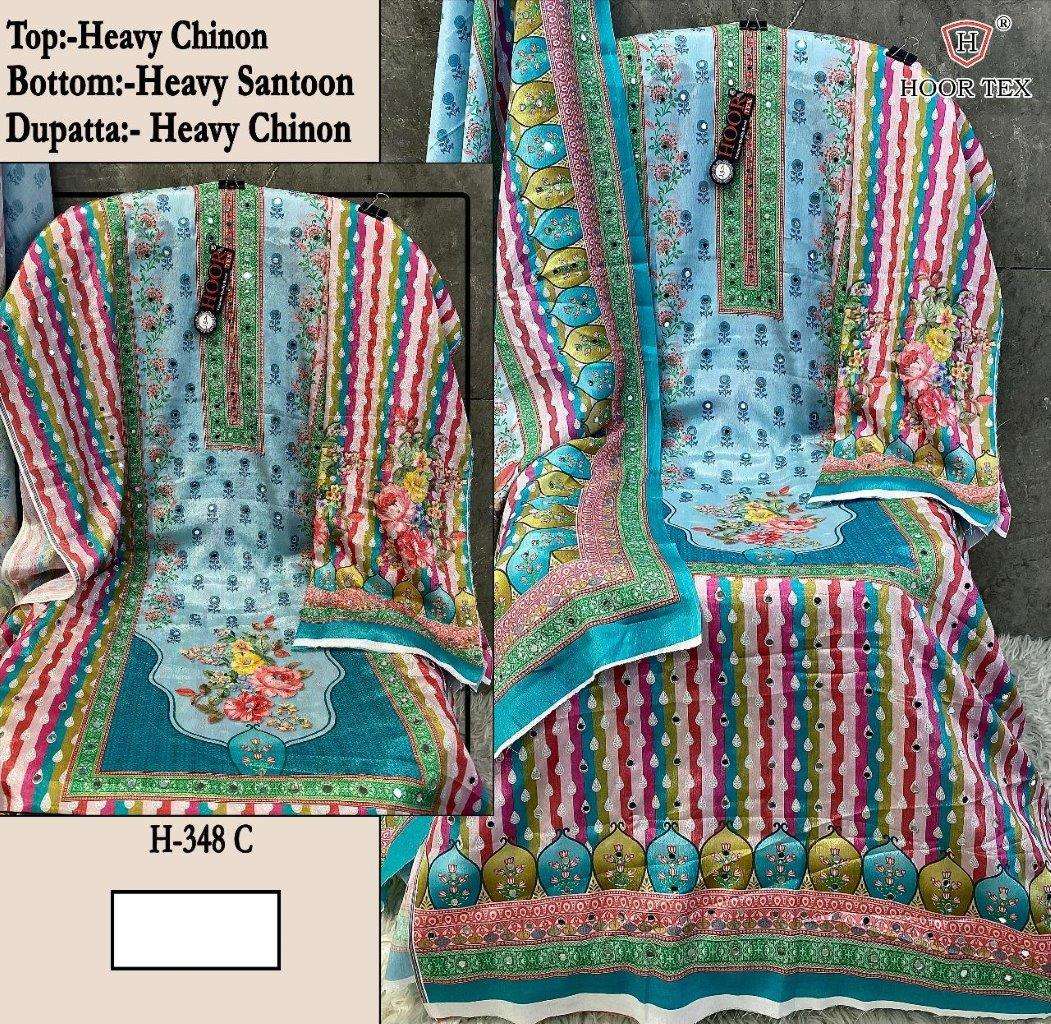 H-348 COLOURS BY HOOR TEX DESIGNER CHINON EMBROIDERED PAKISTANI DRESSES