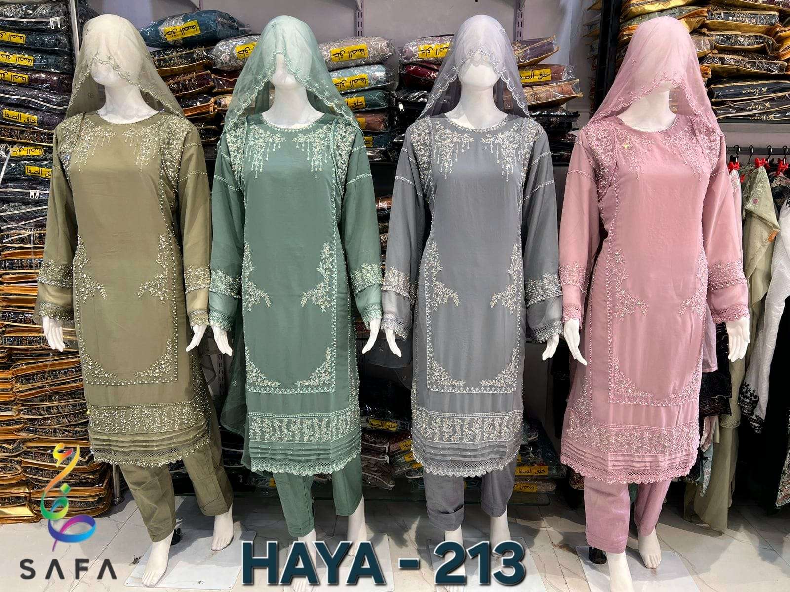 HAYA-213 BY SAFA CREACTION PREMIUME GEROGETTE WITH EMBROIDERY DRESSE