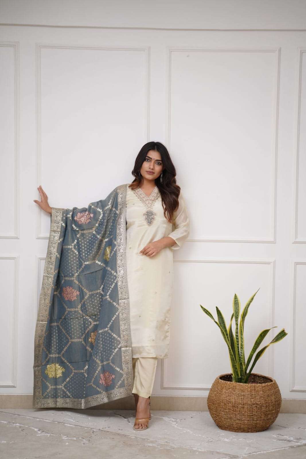 KF-4003 BY ASLIWHOLESALE DESIGNER FACNY VISCOSE CHANDERI PRINTED DRESSES