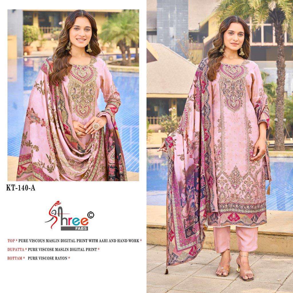 KT-140 COLOURS BY SHREE FABS DESIGNER VISCOSE MUSLIN EMBROIDERY PAKISTANI DRESSES