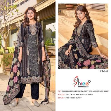 KT-145 COLOURS BY SHREE FABS DESIGNER VISCOSE MUSLIN EMBROIDERY PAKISTANI DRESSES