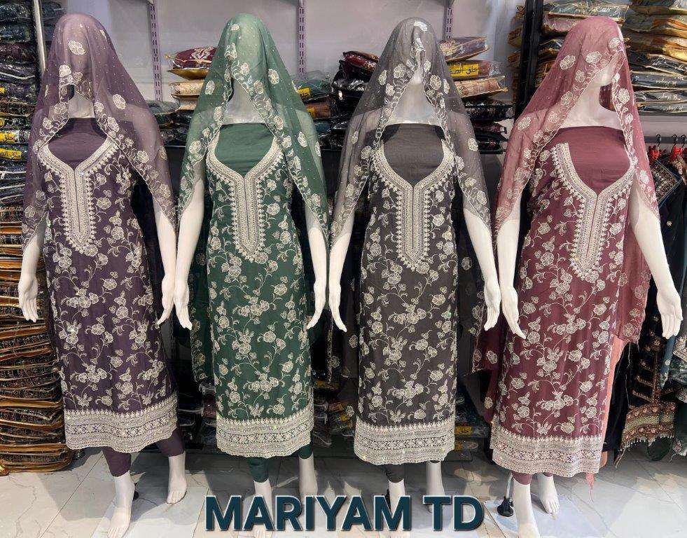 MARIYAM TD BY ASLIWHOLESALE DESIGNER PURE TABY SILK EMBROIDERY PAKISTANI DRESSES