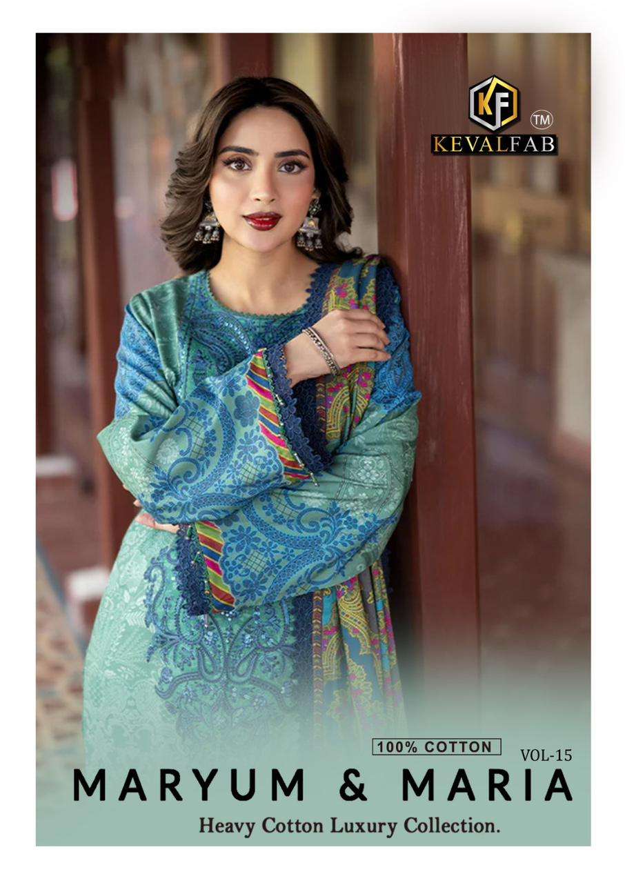 MARYUN & MARIA VOL-15 BY KEVAL FAB 15001 TO 15006 SERIES COTTON PAKISTANI DRESSES