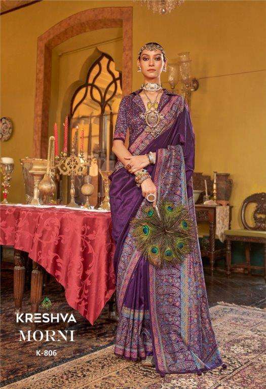 MORNI BY KRESHVA K-606 TO K-611 SERIES PURE PV SILK PRINTED SAREES