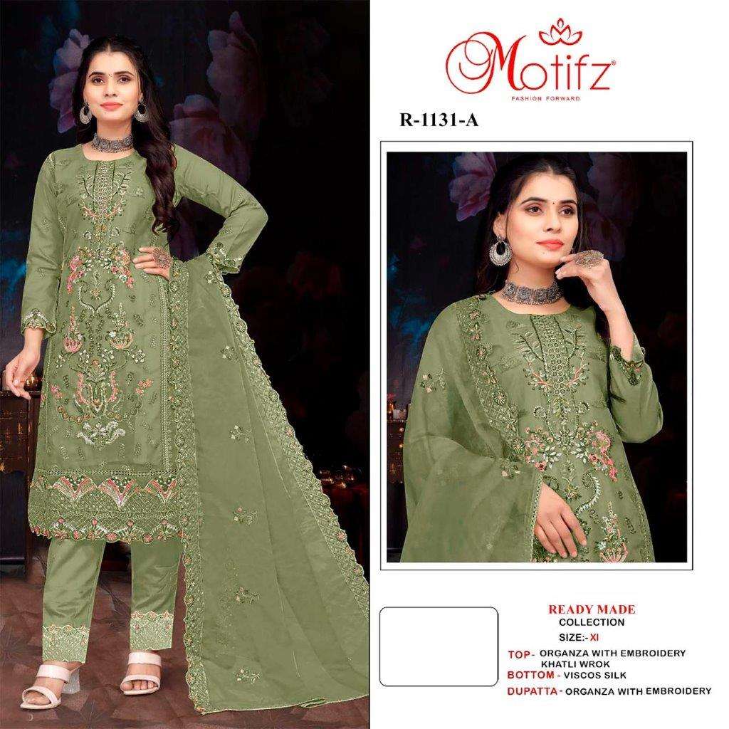 MOTIFZ 1131 COLOURS BY MOTIFZ DESIGNER ORGANZA EMBROIDERY PAKISTANI DRESSES