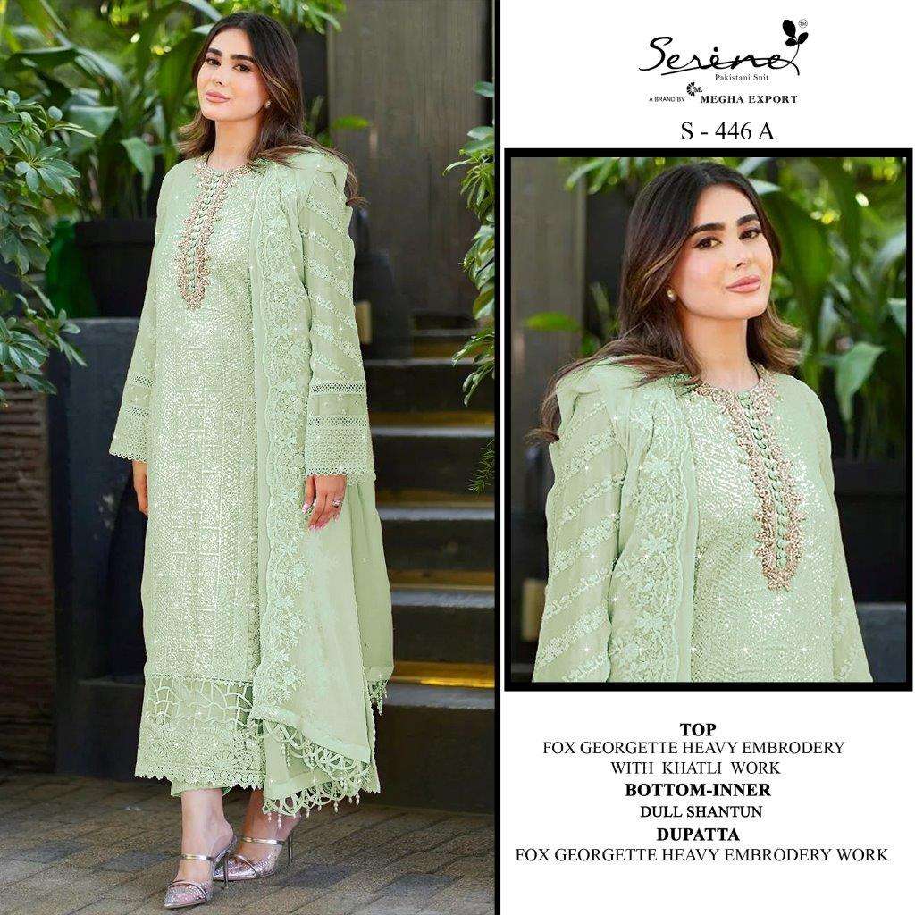 S-446 COLOURS BY SERENE DESIGNER FOX GEORGETTE EMBROIDERY PAKISTANI DRESSES