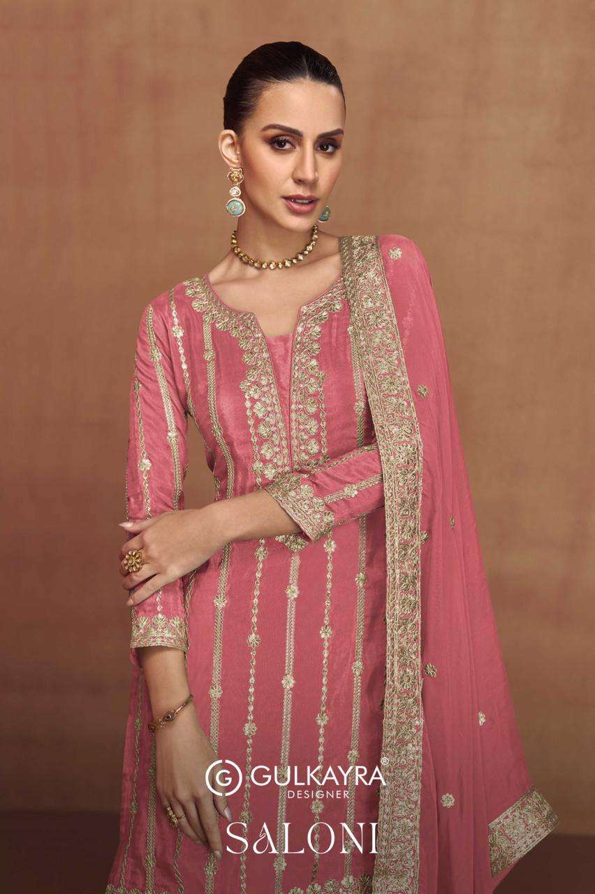 SALONI BY GULKAYRA 7495-A TO 7495-D DESIGNER REAL SIMAR SILK WORK DRESSES