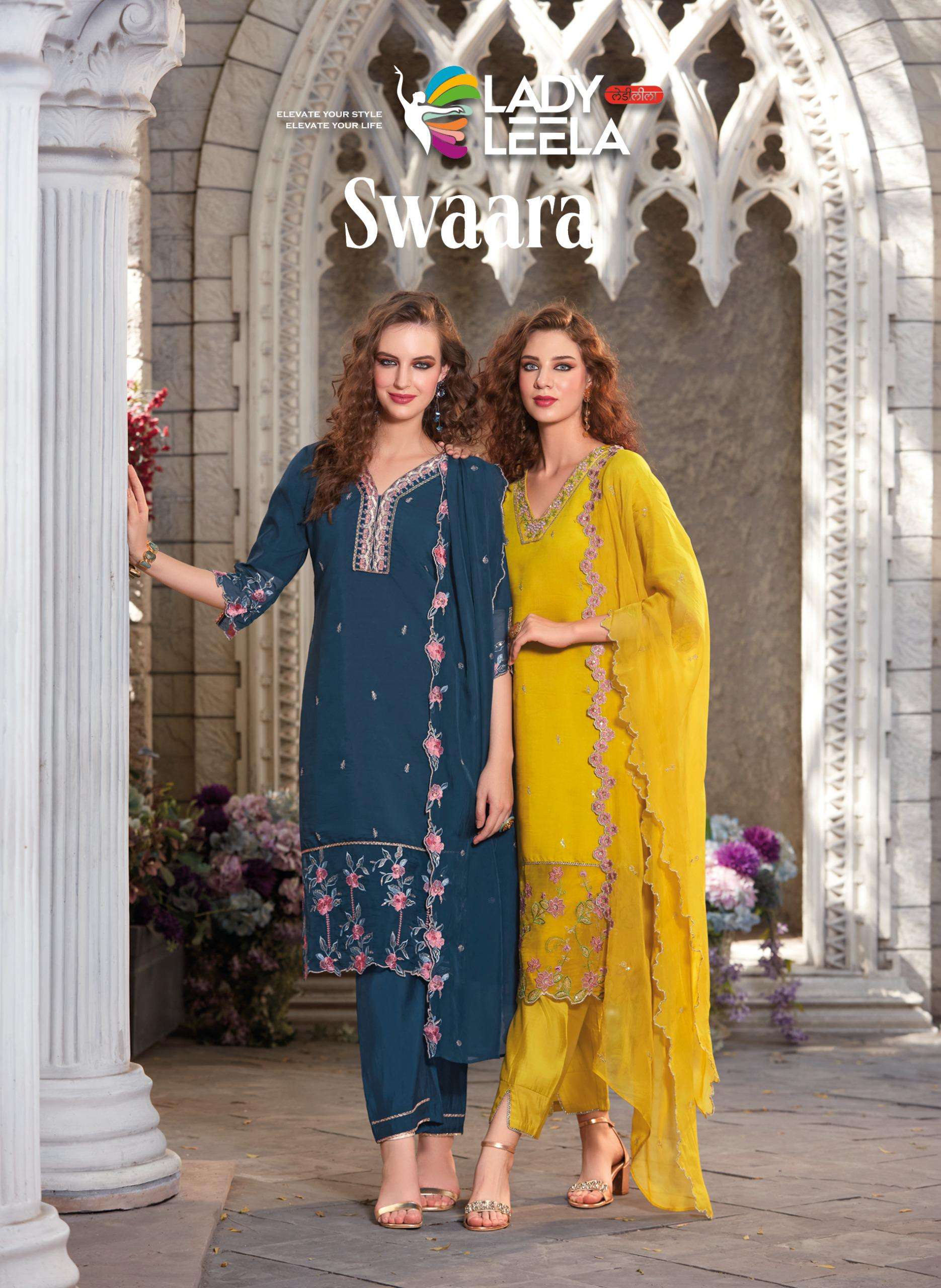 SWAARA BY LILY AND LALI 1431 TO 1436 SERIES HANDWORK VISCOSE SILK DRESSES