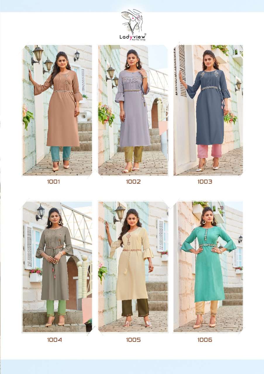 BELTOM BY LADYVIEW 1001 TO 1006 SERIES RAYON EMBROIDERED KURTIS