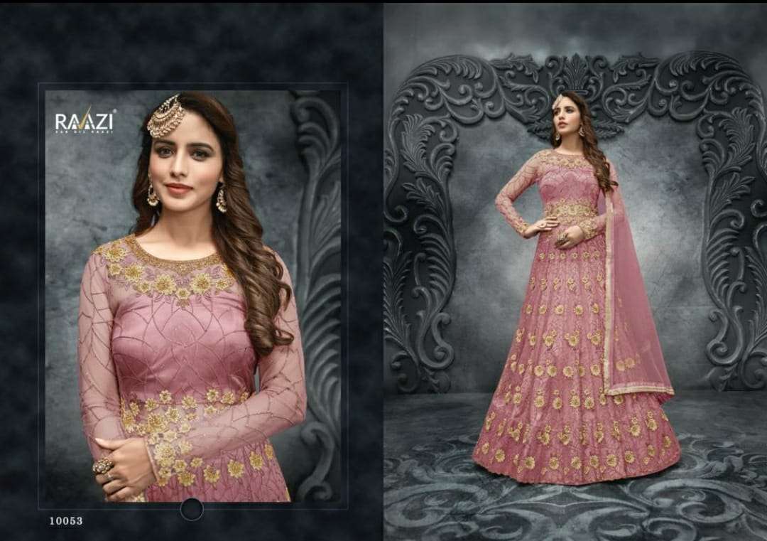 AROOS BY RAAZI 10049 TO 10053 SERIES DESIGNER SOFT NET DRESSES