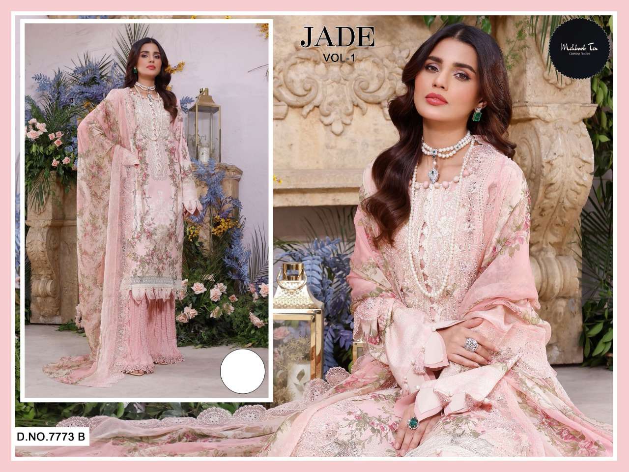 JADE VOL-1 BY MEHBOOB TEX 7773-A TO 7773-D SERIES COTTON EMBROIDERY DRESSES