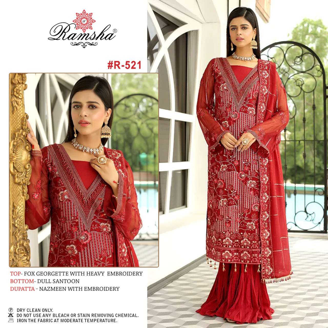 R-521 HIT DESIGN BY RAMSHA GEORGETTE EMBROIDERY PAKISTANI DRESS