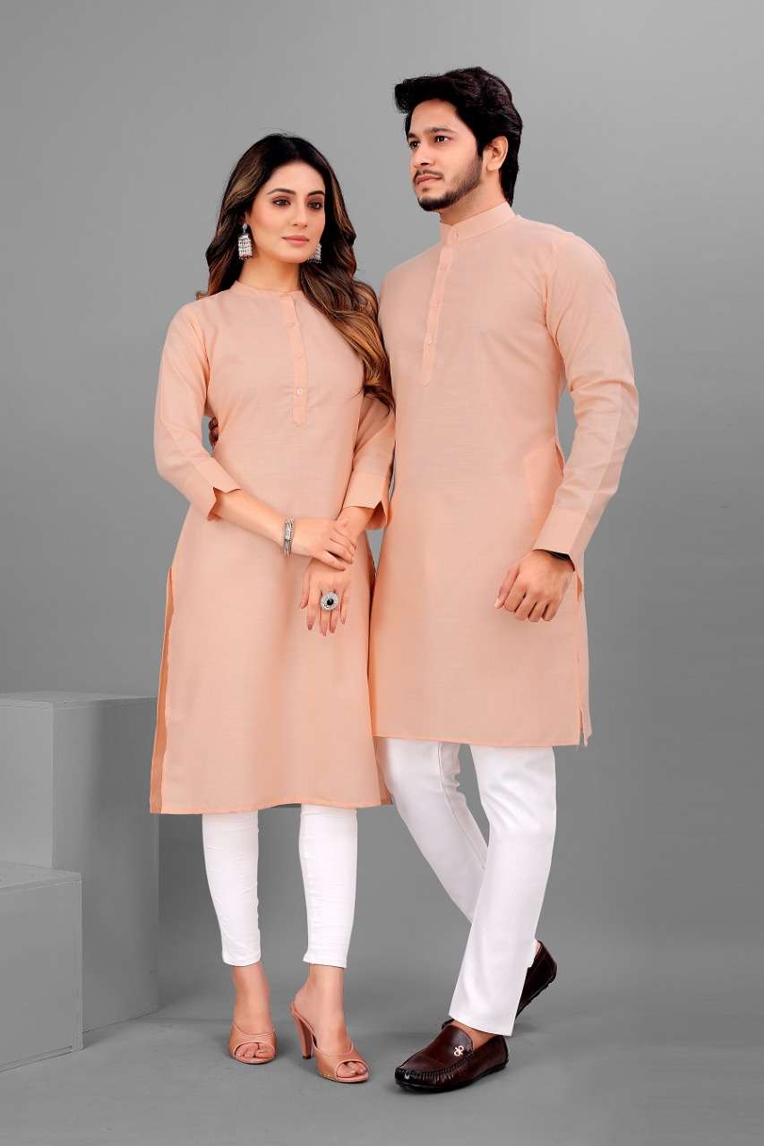 COUPLE KURTA VOL-2 BY ASLIWHOLESALE DESIGNER COTTON KURTA & KURTIS