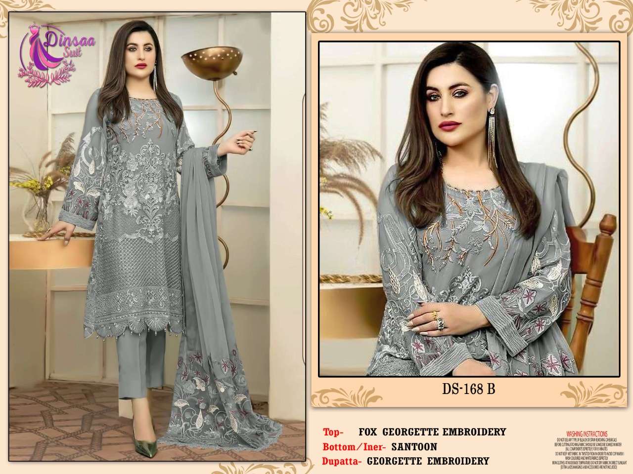 DS-168 COLOURS BY DINSAA SUIT 168-A TO 168-D SERIES FAUX GEORGETTE DRESSES