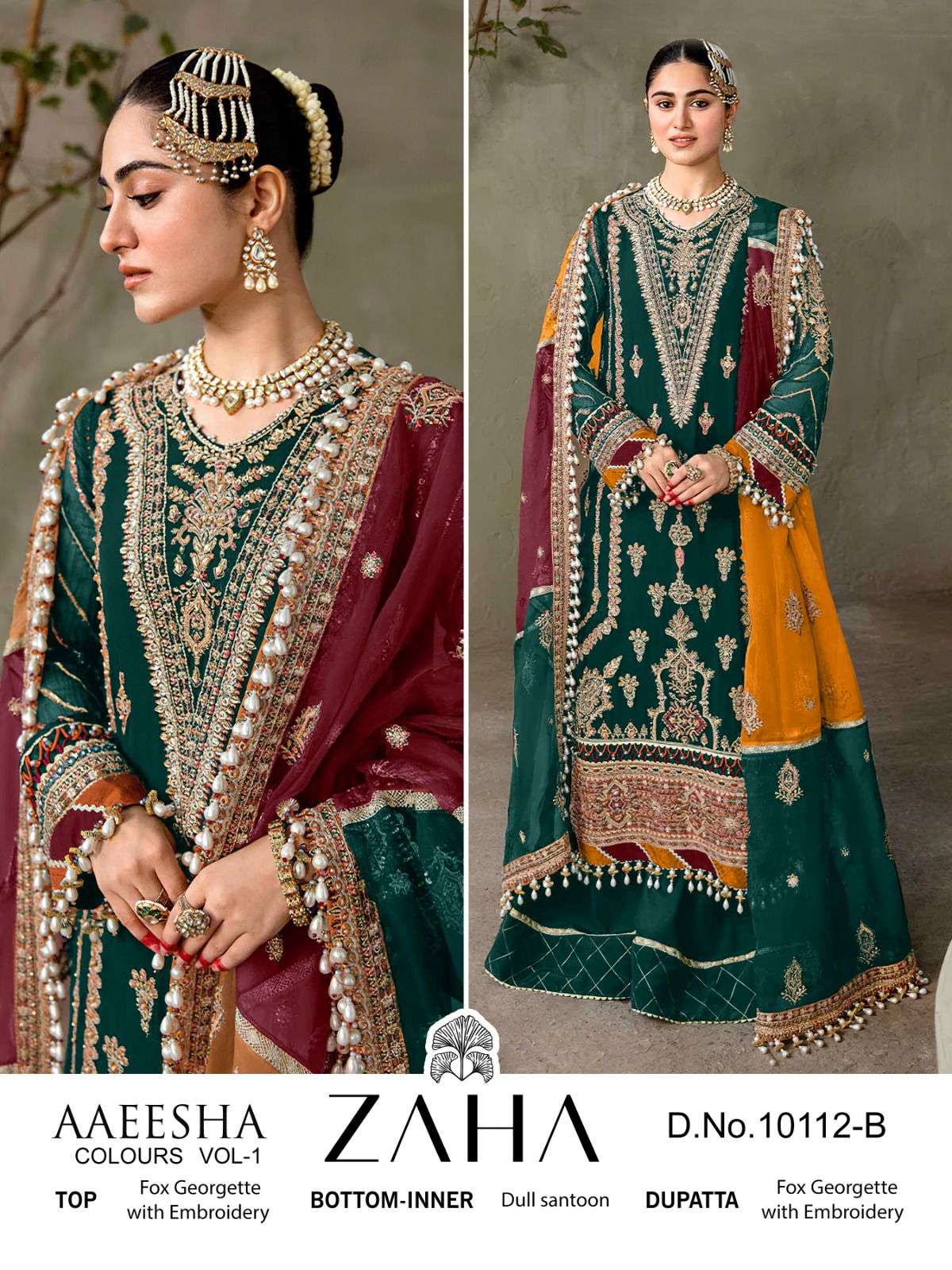 AAEESHA 10112 BY ZAHA 10112-A TO 10112-C SERIES GEORGETTE PAKISTANI DRESSES