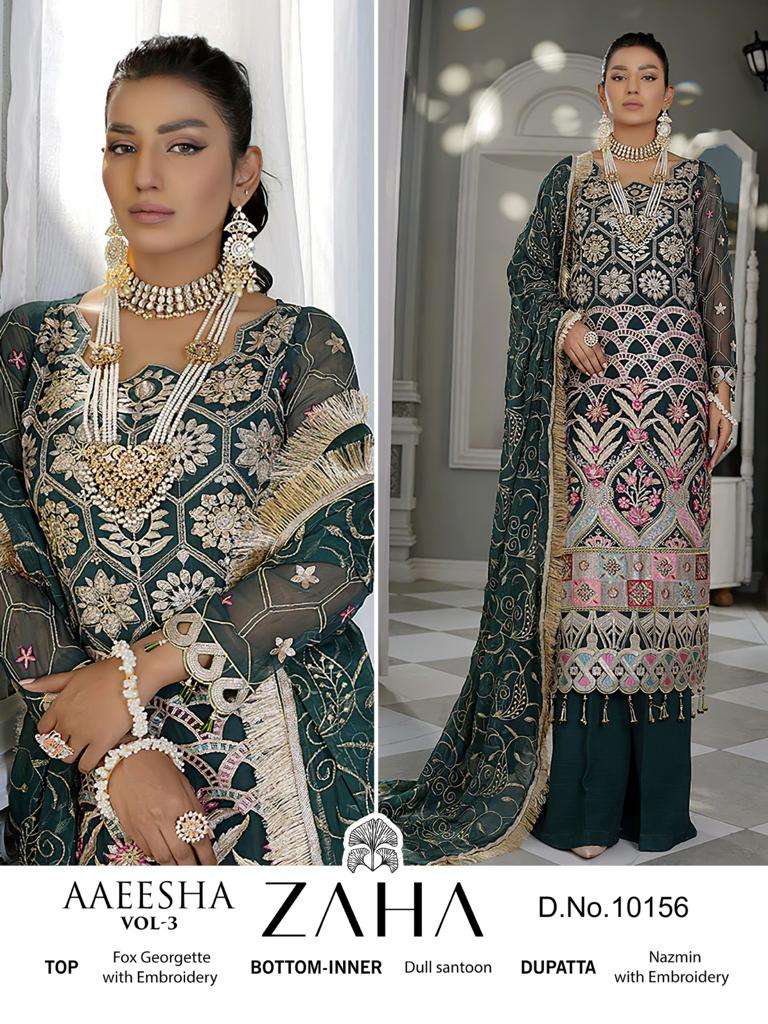 AAEESHA VOL-3 BY ZAHA 10154 TO 10157 SERIES GEORGETTE PAKISTANI DRESSES